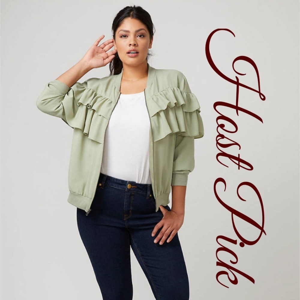NWT Lane Bryant Ruffle Front Bomber